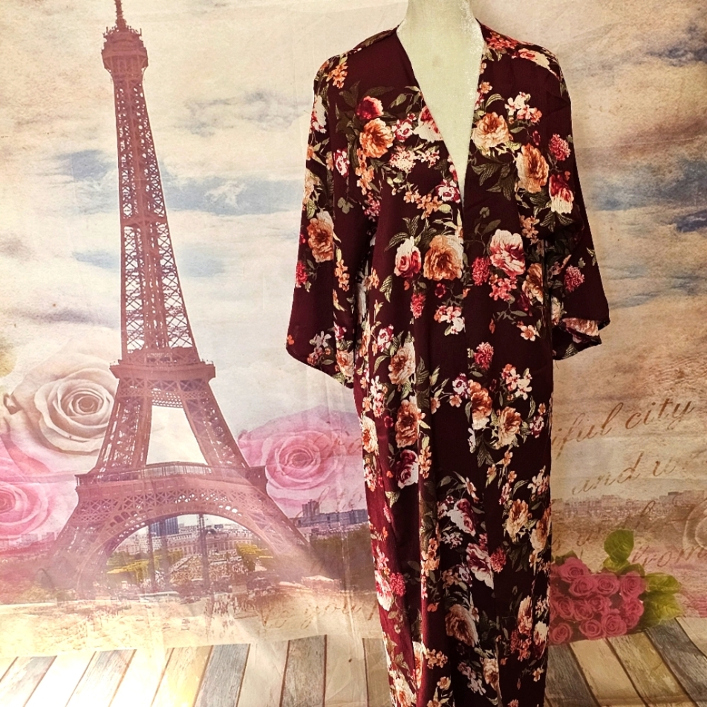 Les Amis Floral Kimono Robe Sz L